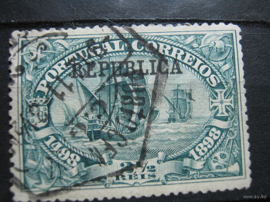 Транспорт, корабли, флот, парусники Португалия марка с надпечаткой
