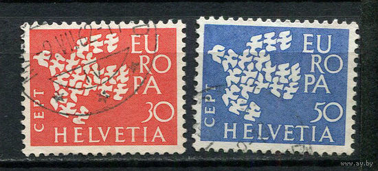 Швейцария - 1961 - Европа (C.E.P.T.) - Голуби - [Mi. 736-737] - полная серия - 2 марки. Гашеные.  (LOT AW34)