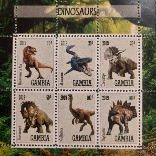 Гамбия 2019. Динозавры. Малый лист