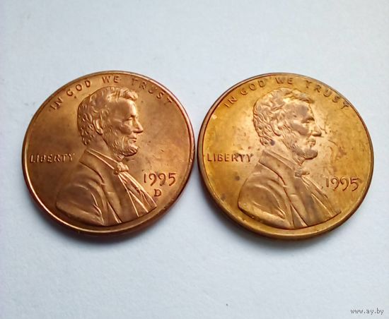 1 цент США 1995г D и б/б
