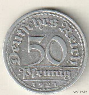 Германия 50 пфенниг 1921 F