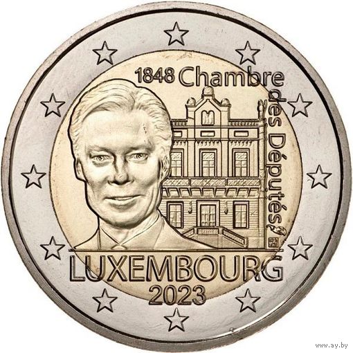 2 Евро Люксембург 2023  175 лет Палате депутатов и первой Конституции  UNC из ролла