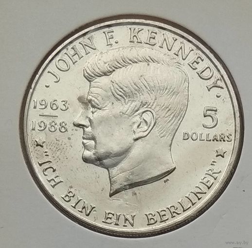 Ниуэ 5 долларов 1988 г. 25 лет со дня смерти Джона Кеннеди. В холдере