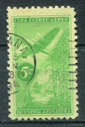 Куба - 1954г. - авиация, сахарная индустрия, авиапочта, 5 с - 1 марка - гашёная. Без МЦ!