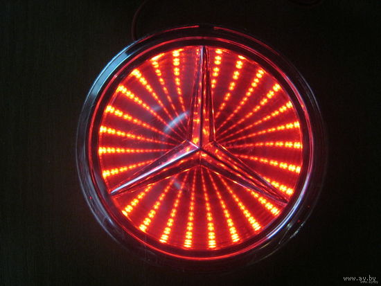 LED логотип автомобиля Mercedes-benz(9.5cm) 3D. Цвет красный.