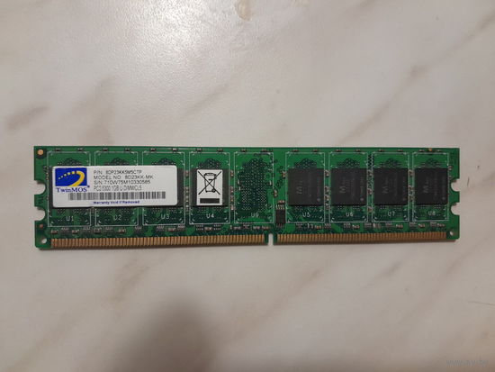 Оперативная память DDR 2 TwinMOS 8D23KK-MK PC2-5300 1GB U-DIMM/CL5