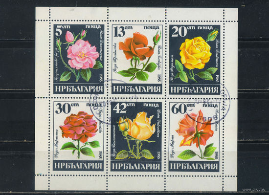 Болгария НР 1985 Розы Малый лист #3373-8