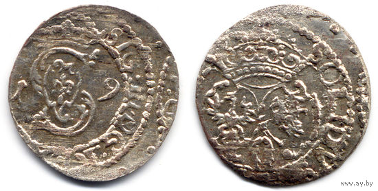Шеляг 1619, Сигизмунд III Ваза, Вильно. Штемпельный блеск, коллекционное состояние