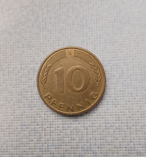 10 пфеннигов 1993 года(А) Федеративная республика. Очень красивая монета! Родная патина!