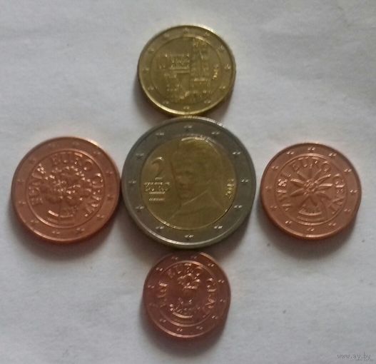 Набор евро монет Австрия 2014 г. (1, 2, 5, 10 евроцентов, 2 евро)