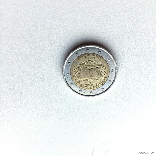 Франция, 2 евро 2007, юбилейная "50 лет подписания Римского договора"