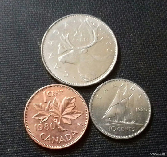 1, 10, 25 центов, Канада 1980 г.