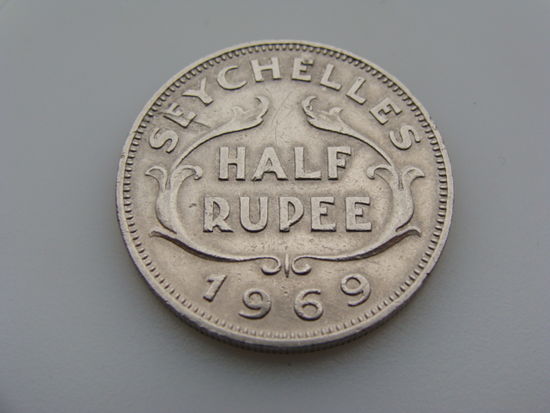 Сейшельские острова. 1/2 рупии 1969 год  KM#12    Тираж: 50.000 шт