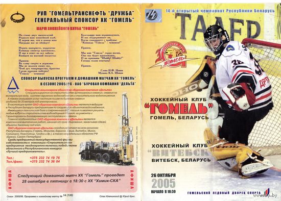 Хоккей. Программа. Гомель - Витебск. 2005.