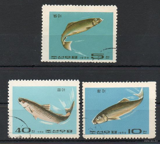 Промысловые рыбы КНДР 1969 год серия из 3-х марок