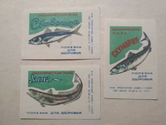 Спичечные этикетки ф.Пролетарское знамя. Океаническая рыба.1973 год