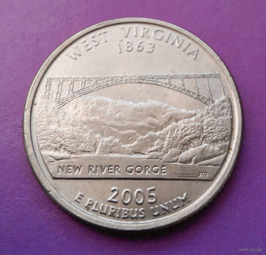 25 центов (квотер) 2005 (D) West Virginia, США #04