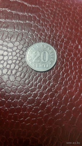Монета 20 сентов 1997г. Эстония. Отличная!