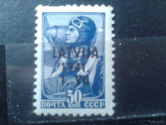 Латвия 1941 Летчик** Надпечатка, фашистская оккупация