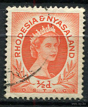Британский протекторат - Федерация Родезии и Ньясаленда - 1954/1956 - Елизавета II 1/2P - [Mi.1A] - 1 марка. Гашеная.  (Лот 64EX)-T25P5