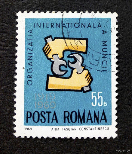 Румыния 1969 г. 50-летие Международной организации труда. События, полная серия из 1 марки #0079-Л1P5