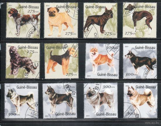 Гвинея-Биссау-2001(Мих.1565-1576)  гаш. , Фауна, Собаки (полная серия)