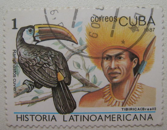 Куба марки 1987 г. Птицы и история Латинской Америки. Цена за 1 шт.