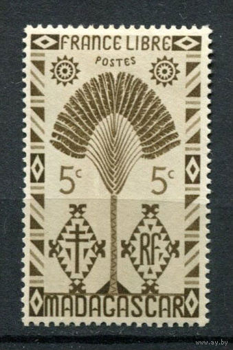 Французские колонии - Мадагаскар - 1943 - Дерево 5С - [Mi.350] - 1 марка. MH.  (Лот 138AU)