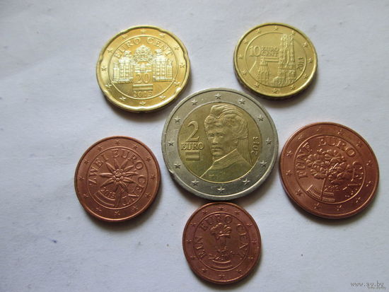 Набор евро монет Австрия 2013 г. (1, 2, 5, 10, 20 евроцентов, 2 евро)