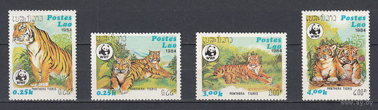 Фауна. Тигры. Лаос. 1984. 4 марки (полная серия). Michel N 706-709 (18,0 е).