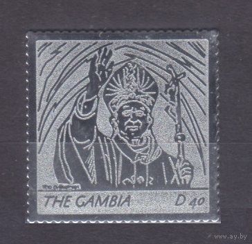 2005 Гамбия 5565 серебро Папа Иоанн Павел II держит посох с крестом 6,00 евро