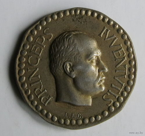 Муссолини, жетон, серебро, 22 мм.