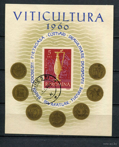Румыния - 1960 - Виноградарство - [Mi. bl. 48] - 1 блок. Гашеный.  (Лот 196AL)