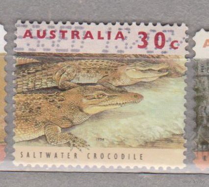 Крокодилы  Фауна Австралии 1994 год  лот 11  волнистая перфорация - рулонная