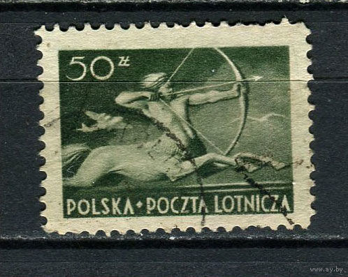Польша - 1948 - Кентавр с луком. Авиамарка 50Zt - [Mi.482] - 1 марка. Гашеная.  (Лот 51ES)-T5P17