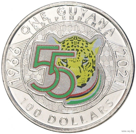 Гайана 100 долларов 2021 55 лет Независимости UNC