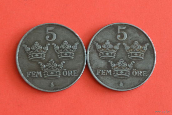 Швеция 5 эре 1947 и 1948