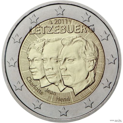 2 Евро Люксембург 2011 Три портрета UNC из ролла