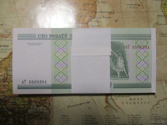 Корешок 100 белоруских рублей образца 2000 года нт