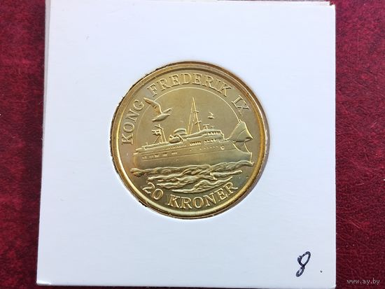 Дания 20 крон, 2012 Корабли - Паром Король Фредерик IX. Монета в холдере!