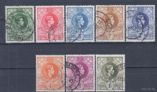 [594] Британские колонии. Свазиленд 1938. Георг VI. 8 гашеных марок.