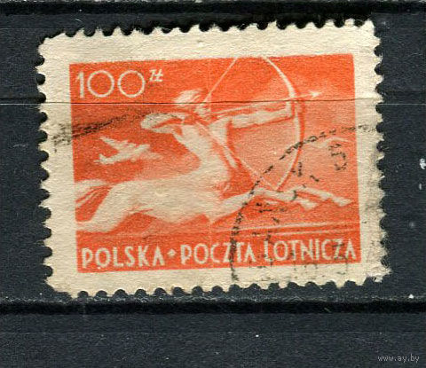 Польша - 1948 - Кентавр с луком. Авиамарка 100Zt - [Mi.484] - 1 марка. Гашеная.  (Лот 52ES)-T5P17