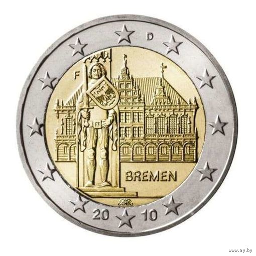 2 евро 2010 Германия A Бремен замок UNC
