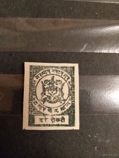 1893 Британская колония Индия княжество Нандгаон герб без клея без дыр(1-2)