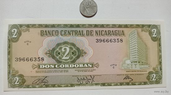 Werty71 Никарагуа 2 кордоба 1972 UNC банкнота