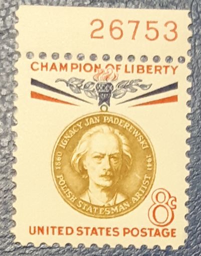 1960 Чемпион Свободы - Ян Падеревский   США