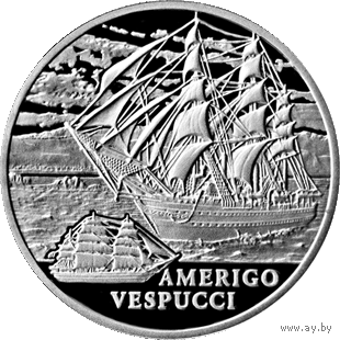 Америго Веспуччи 1 рубль 2010 год Парусные корабли Парусник