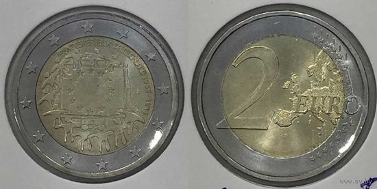 2 евро 2015 германия A, 30 лет флагу UNC