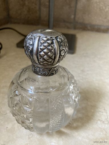 Флакон парфюмерный Антик Серебро Хрусталь Англия 1900 год клеймо Цена снижена!