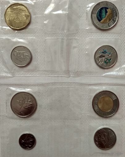 Канада набор 2017 г. 150 лет конфедерации. 8 монет в запайке. Цветные + нецветные